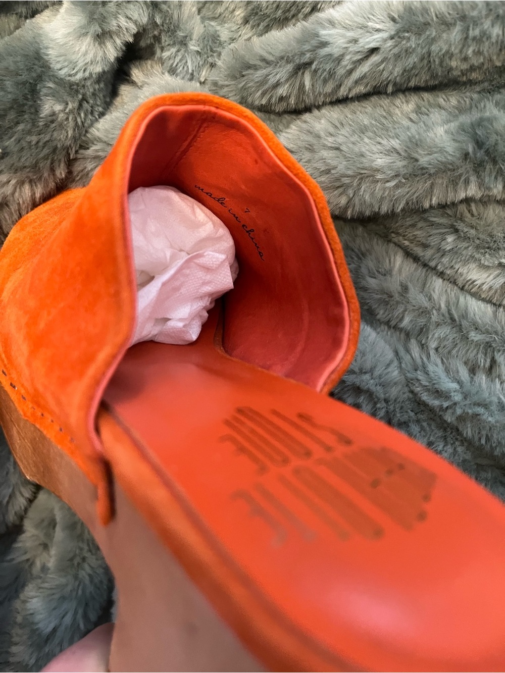 Charlotte Stone Orange Suede Clog Mules - Picture 5 of 6